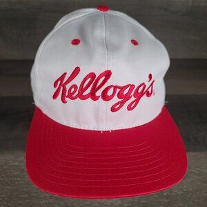 Vintage Kellogg's Racing Adjustable Snapback Hat Cap Men White Red